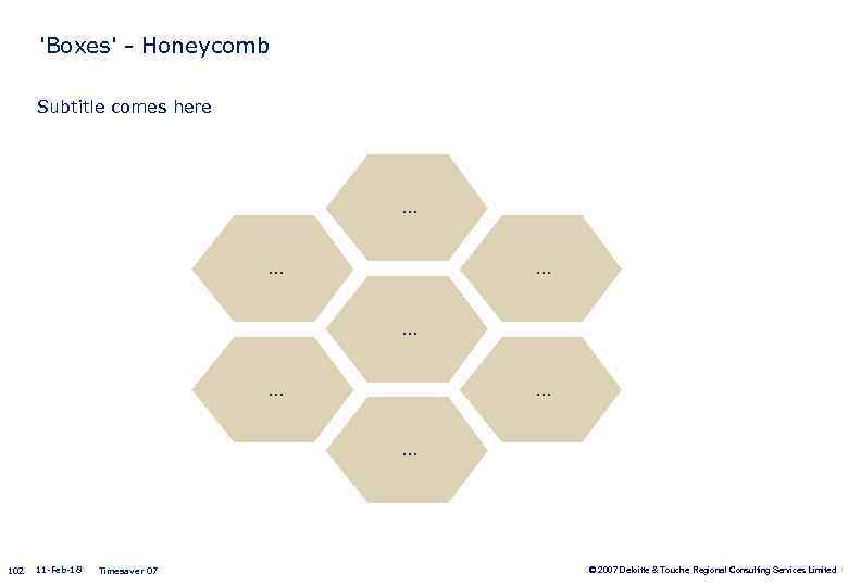 'Boxes' - Honeycomb Subtitle comes here . . 102 11 -Feb-18 Timesaver 07 ©