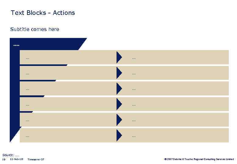 Text Blocks - Actions Subtitle comes here. . … … … Source: . .