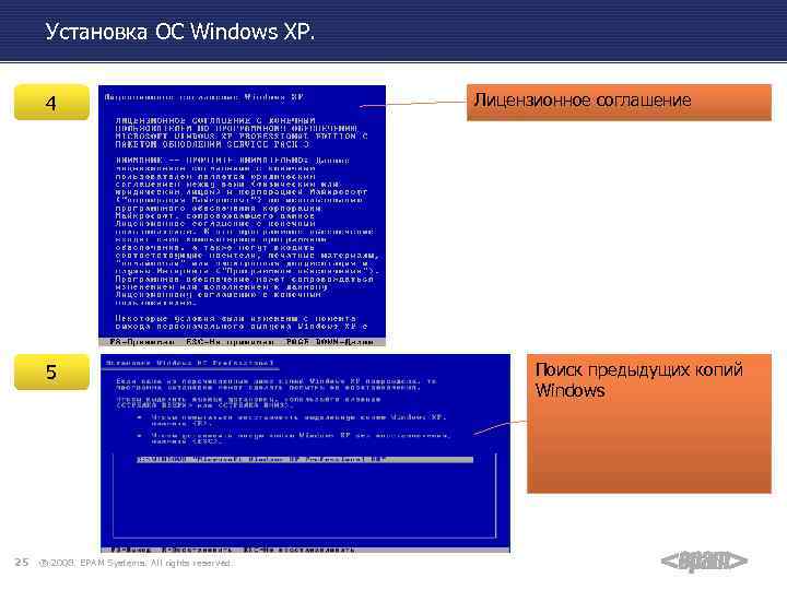 Установка ОС Windows XP. 4 5 25 ® 2008. EPAM Systems. All rights reserved.