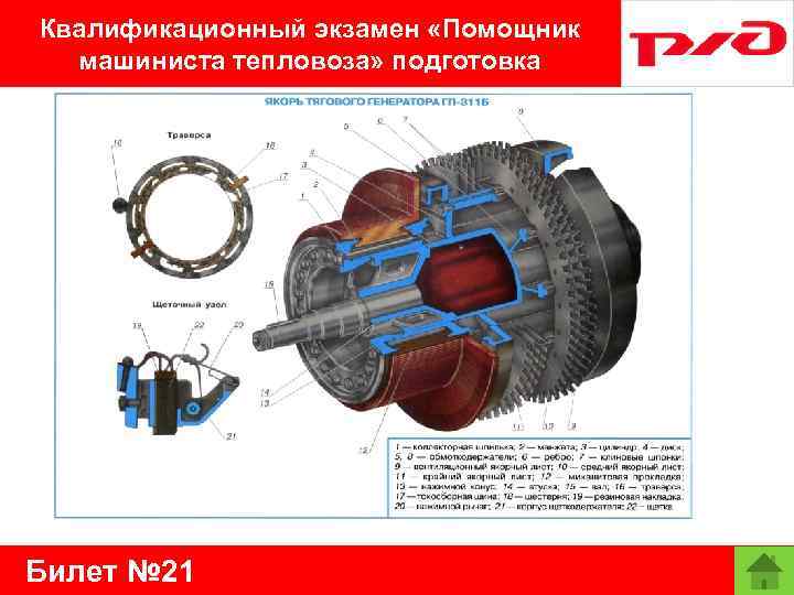 Квалификационный экзамен «Помощник машиниста тепловоза» подготовка Билет № 21 