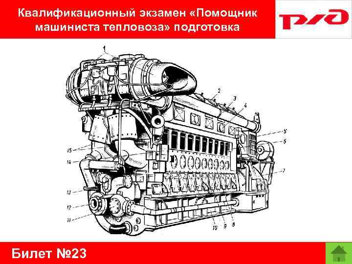 Квалификационный экзамен «Помощник машиниста тепловоза» подготовка Билет № 23 