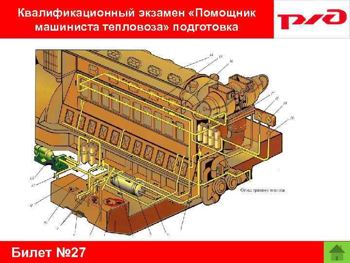 Квалификационный экзамен «Помощник машиниста тепловоза» подготовка Билет № 27 