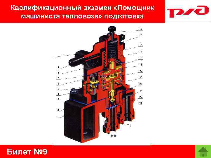 Квалификационный экзамен «Помощник машиниста тепловоза» подготовка Билет № 9 