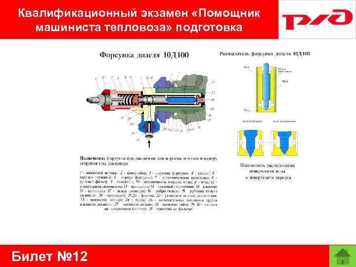 Квалификационный экзамен «Помощник машиниста тепловоза» подготовка Билет № 12 