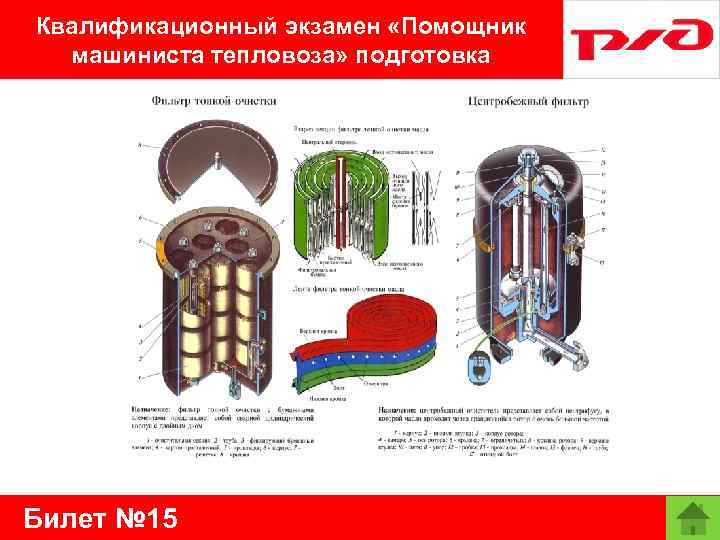 Квалификационный экзамен «Помощник машиниста тепловоза» подготовка Билет № 15 