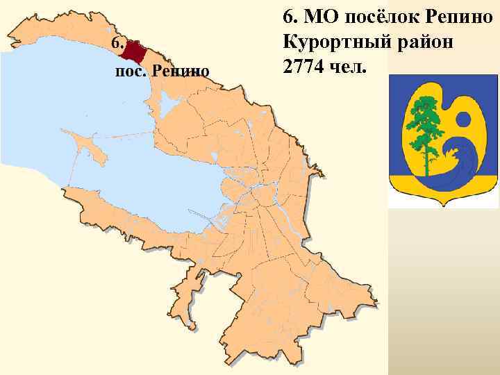 6. МО посёлок Репино Курортный район 2774 чел. 