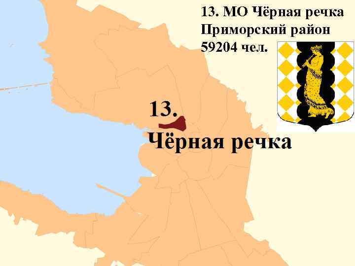 13. МО Чёрная речка Приморский район 59204 чел. 