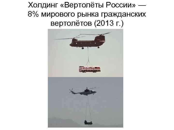 Холдинг «Вертолёты России» — 8% мирового рынка гражданских вертолётов (2013 г. ) 