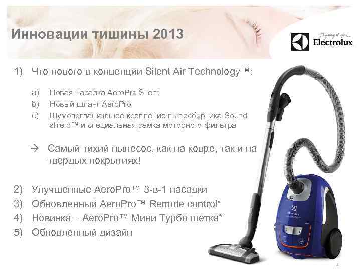 Инновации тишины 2013 1) Что нового в концепции Silent Air Technology™: a) b) c)