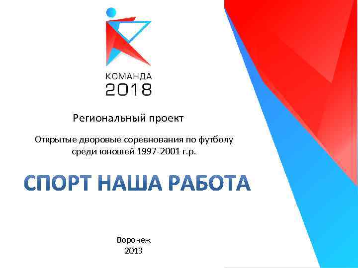 Региональный проект Открытые дворовые соревнования по футболу среди юношей 1997 -2001 г. р. Воронеж