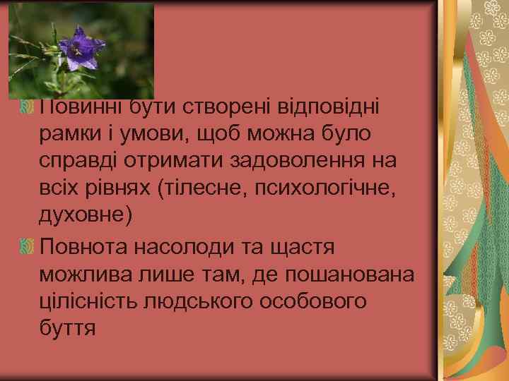 Повинні бути створені відповідні рамки і умови, щоб можна було справді отримати задоволення на