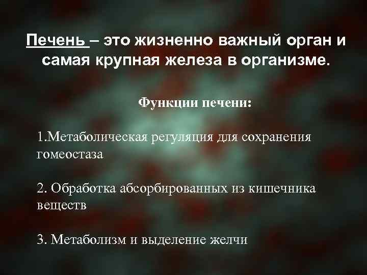 Печень – это жизненно важный орган и самая крупная железа в организме. Функции печени: