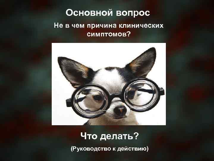 Основной вопрос Не в чем причина клинических симптомов? Что делать? (Руководство к действию) 