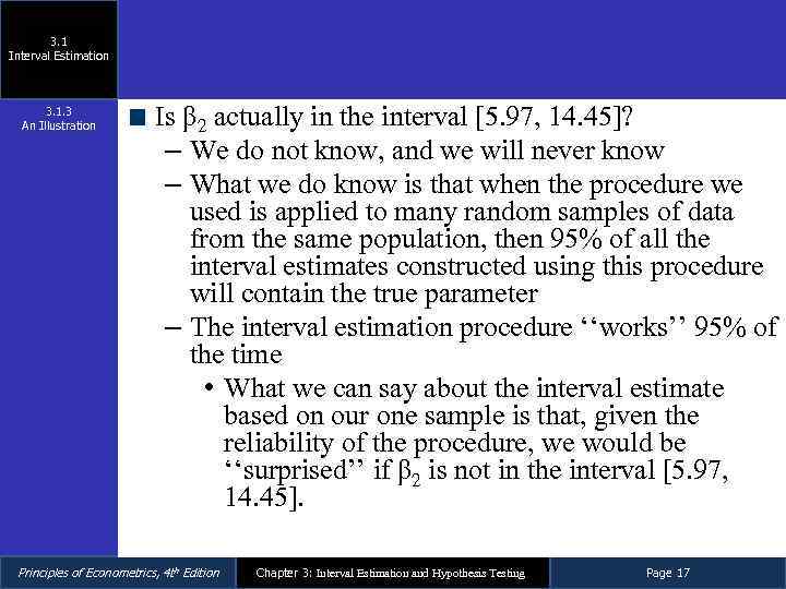3. 1 Interval Estimation 3. 1. 3 An Illustration Is β 2 actually in