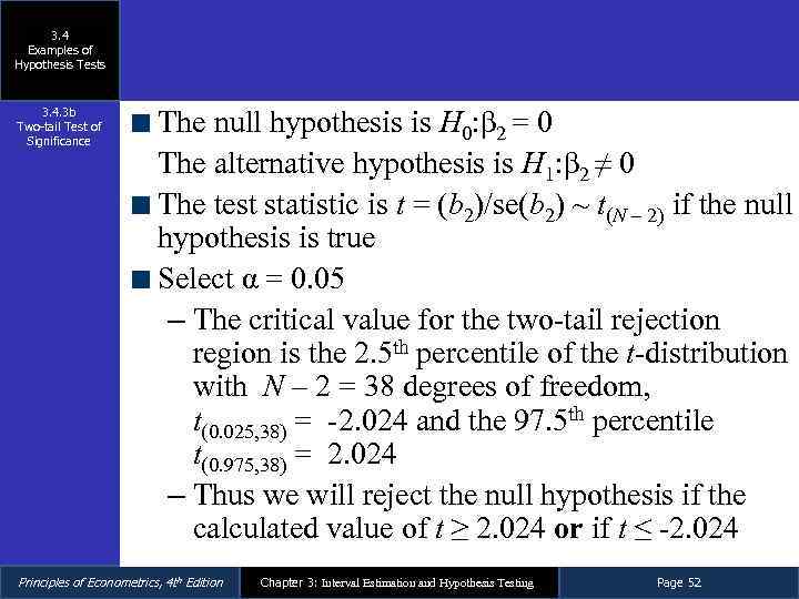 3. 4 Examples of Hypothesis Tests 3. 4. 3 b Two-tail Test of Significance