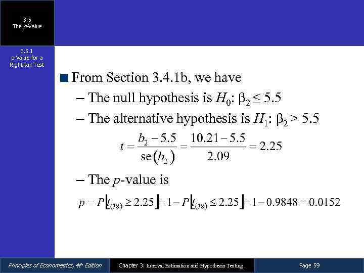 3. 5 The p-Value 3. 5. 1 p-Value for a Right-tail Test From Section