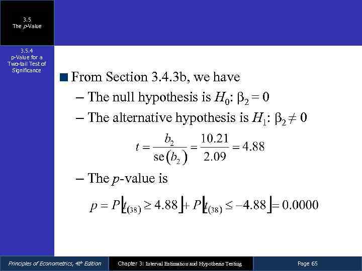3. 5 The p-Value 3. 5. 4 p-Value for a Two-tail Test of Significance