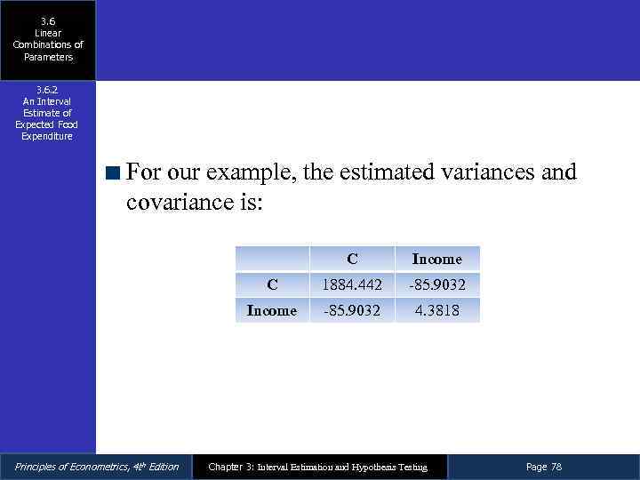 3. 6 Linear Combinations of Parameters 3. 6. 2 An Interval Estimate of Expected