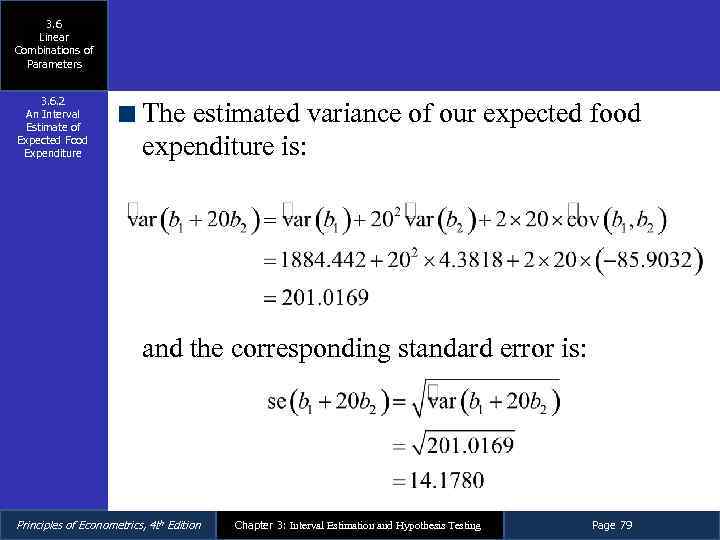 3. 6 Linear Combinations of Parameters 3. 6. 2 An Interval Estimate of Expected