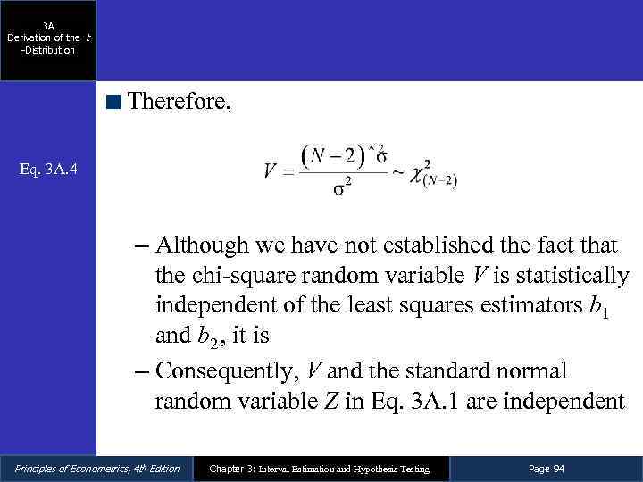 3 A Derivation of the t -Distribution Therefore, Eq. 3 A. 4 – Although
