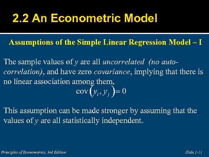 The Simple Linear Regression Model Specification And Estimation 6243