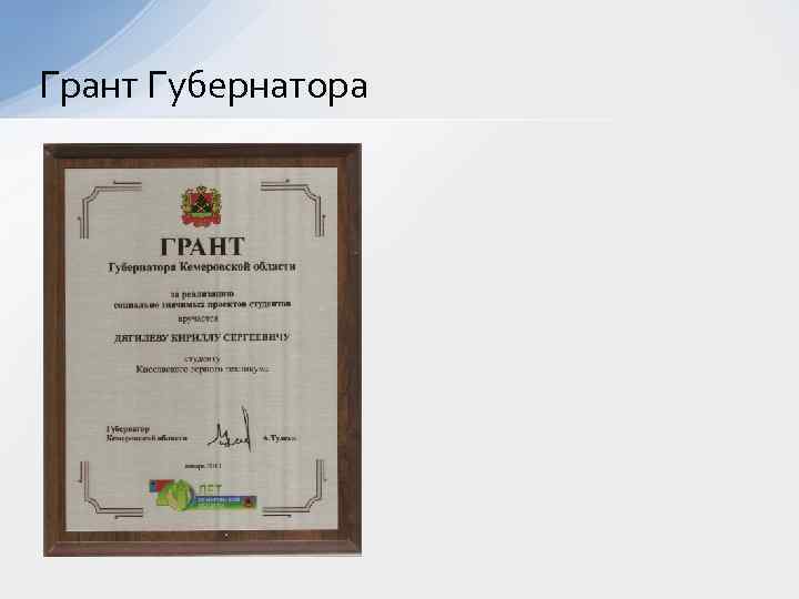 Грант Губернатора 