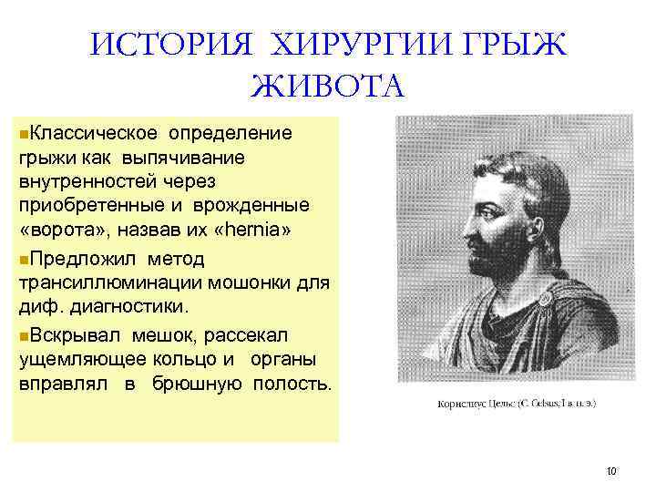 ИСТОРИЯ ХИРУРГИИ ГРЫЖ ЖИВОТА n. Классическое определение грыжи как выпячивание внутренностей через приобретенные и