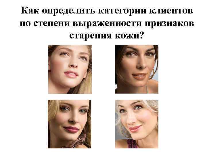 Как определить категории клиентов по степени выраженности признаков старения кожи? 