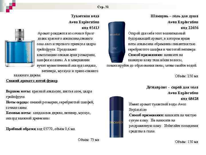 Стр. 31 Туалетная вода Avon Exploration код 05413 Аромат рождается из сочных брызг долек