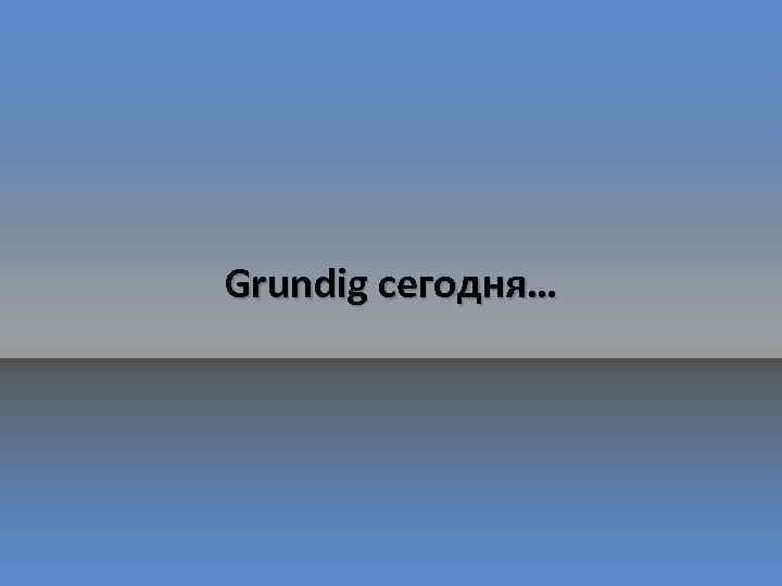 Grundig сегодня… 