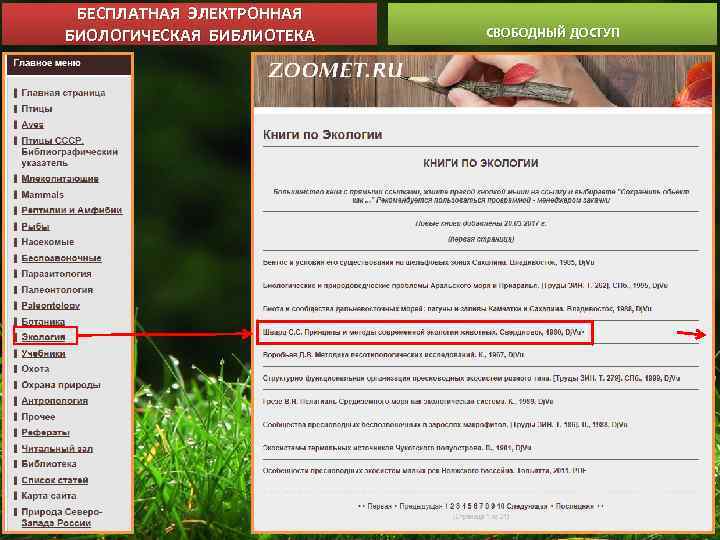 БЕСПЛАТНАЯ ЭЛЕКТРОННАЯ БИОЛОГИЧЕСКАЯ БИБЛИОТЕКА СВОБОДНЫЙ ДОСТУП 