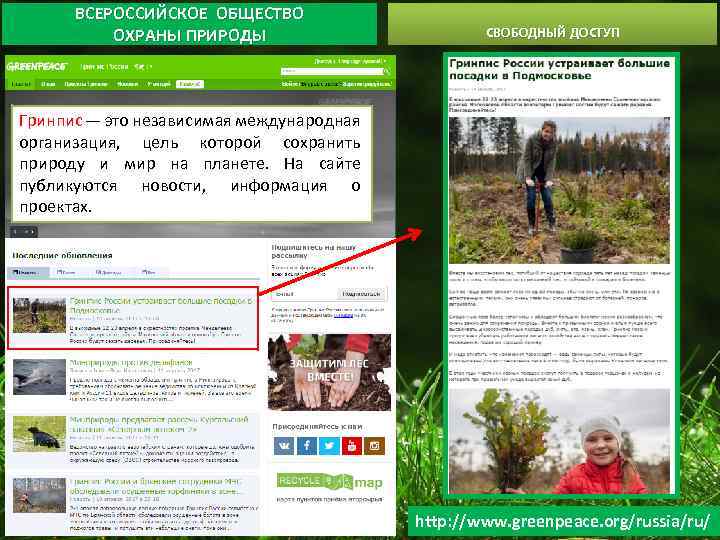 ВСЕРОССИЙСКОЕ ОБЩЕСТВО ОХРАНЫ ПРИРОДЫ СВОБОДНЫЙ ДОСТУП Гринпис — это независимая международная организация, цель которой