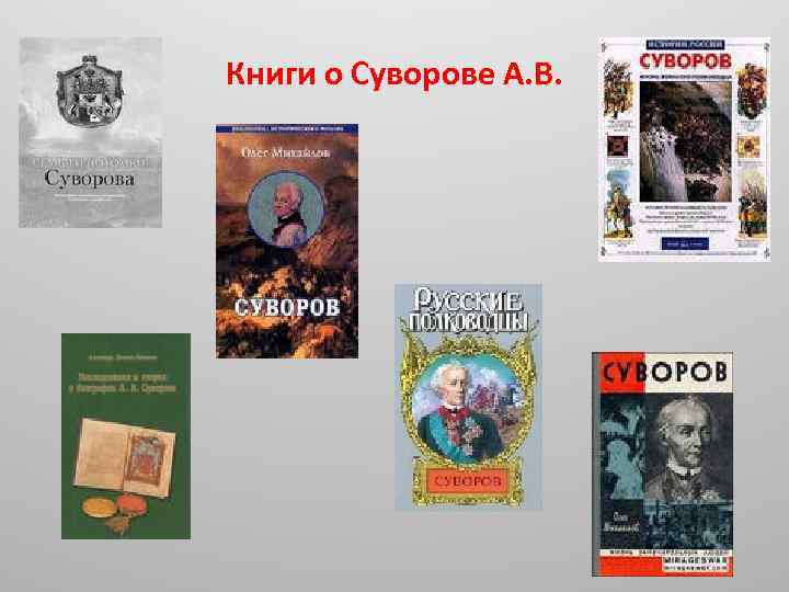 Книги о Суворове А. В. 