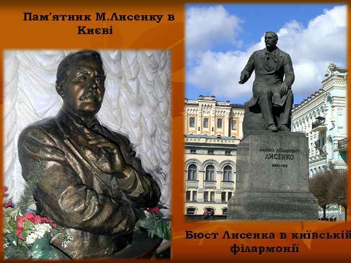 Пам'ятник М. Лисенку в Києві Бюст Лисенка в київській філармонії 