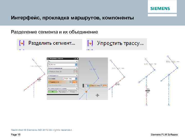 Интерфейс, прокладка маршрутов, компоненты Разделение сегмента и их объединение Restricted © Siemens AG 2013