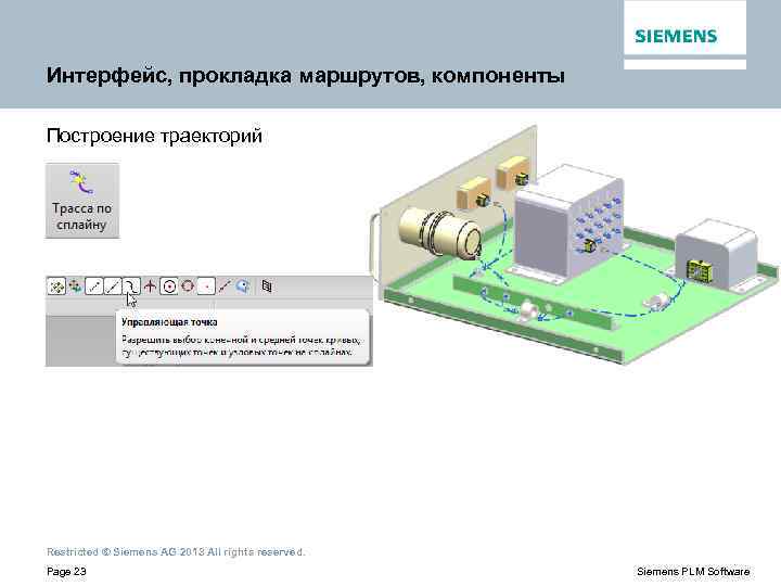 Интерфейс, прокладка маршрутов, компоненты Построение траекторий Restricted © Siemens AG 2013 All rights reserved.