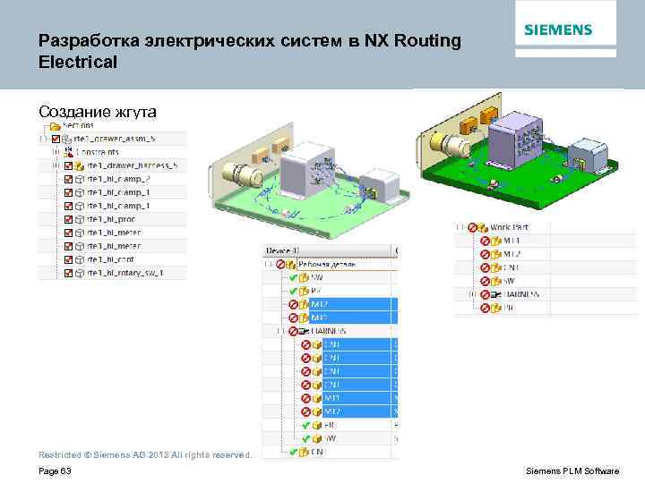Разработка электрических систем в NX Routing Electrical Создание жгута Restricted © Siemens AG 2013