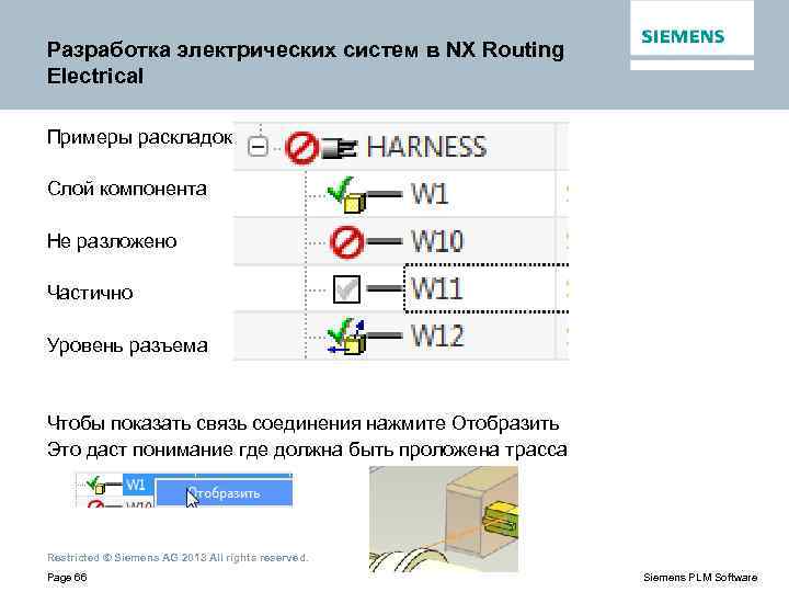 Разработка электрических систем в NX Routing Electrical Примеры раскладок Слой компонента Не разложено Частично