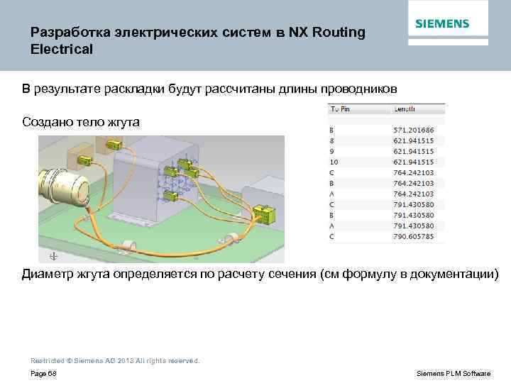 Разработка электрических систем в NX Routing Electrical В результате раскладки будут рассчитаны длины проводников