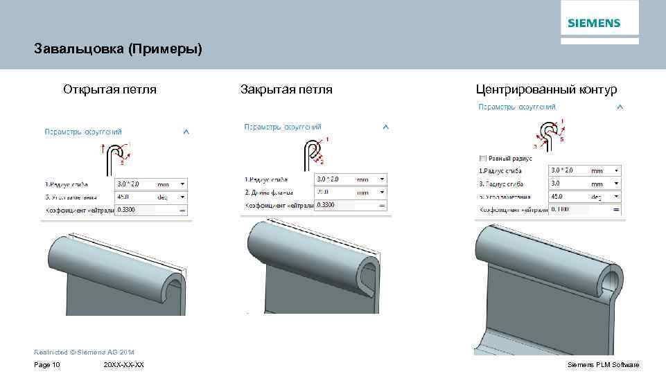 Завальцовка (Примеры) Открытая петля Закрытая петля Центрированный контур Restricted © Siemens AG 2014 Page