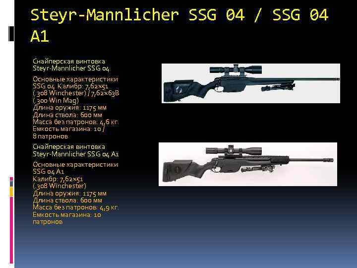 Steyr-Mannlicher SSG 04 / SSG 04 A 1 Снайперская винтовка Steyr-Mannlicher SSG 04 Основные