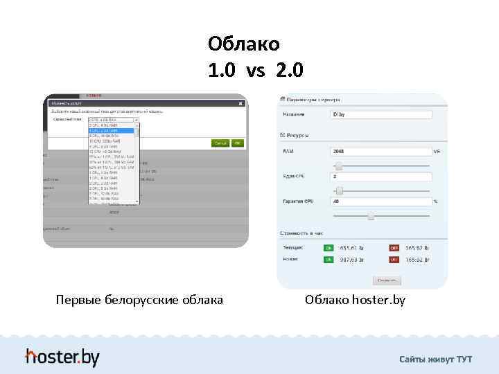 Облако 1. 0 vs 2. 0 Первые белорусские облака Облако hoster. by 