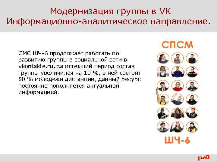 Модернизация группы в VK Информационно-аналитическое направление. СМС ШЧ-6 продолжает работать по развитию группы в