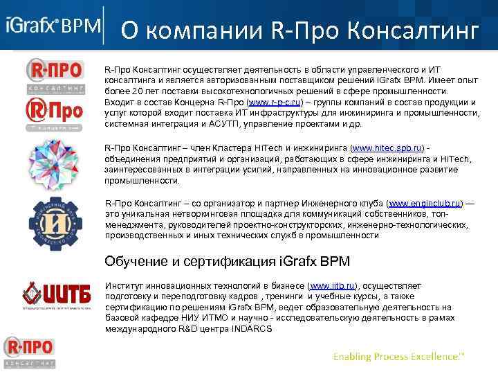 О компании R-Про Консалтинг осуществляет деятельность в области управленческого и ИТ консалтинга и является