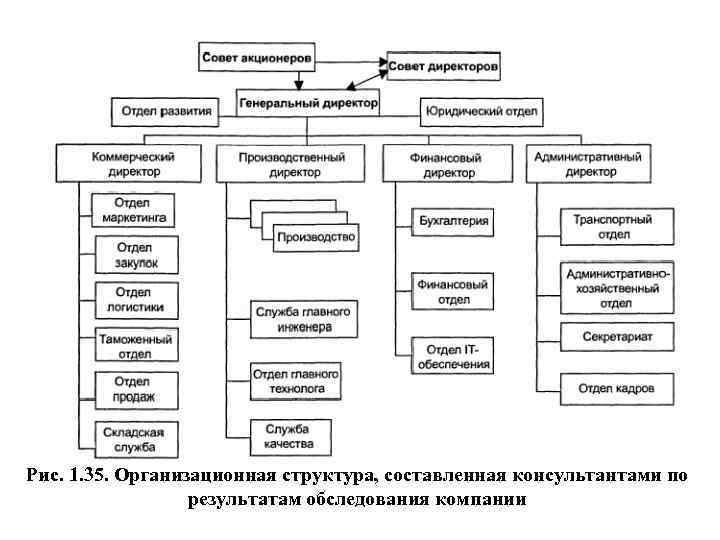 Рис. 1. 35. Организационная структура, составленная консультантами по результатам обследования компании 