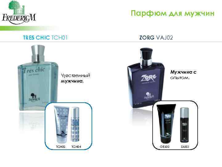 Парфюм для мужчин TRES CHIC TCH 01 ZORG VAJ 02 Мужчина с опытом. Чувственный