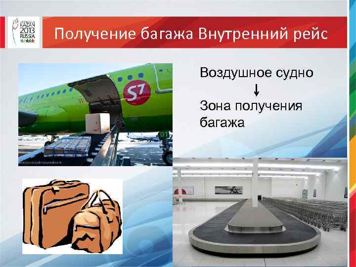 Получение багажа Внутренний рейс Воздушное судно Зона получения багажа 