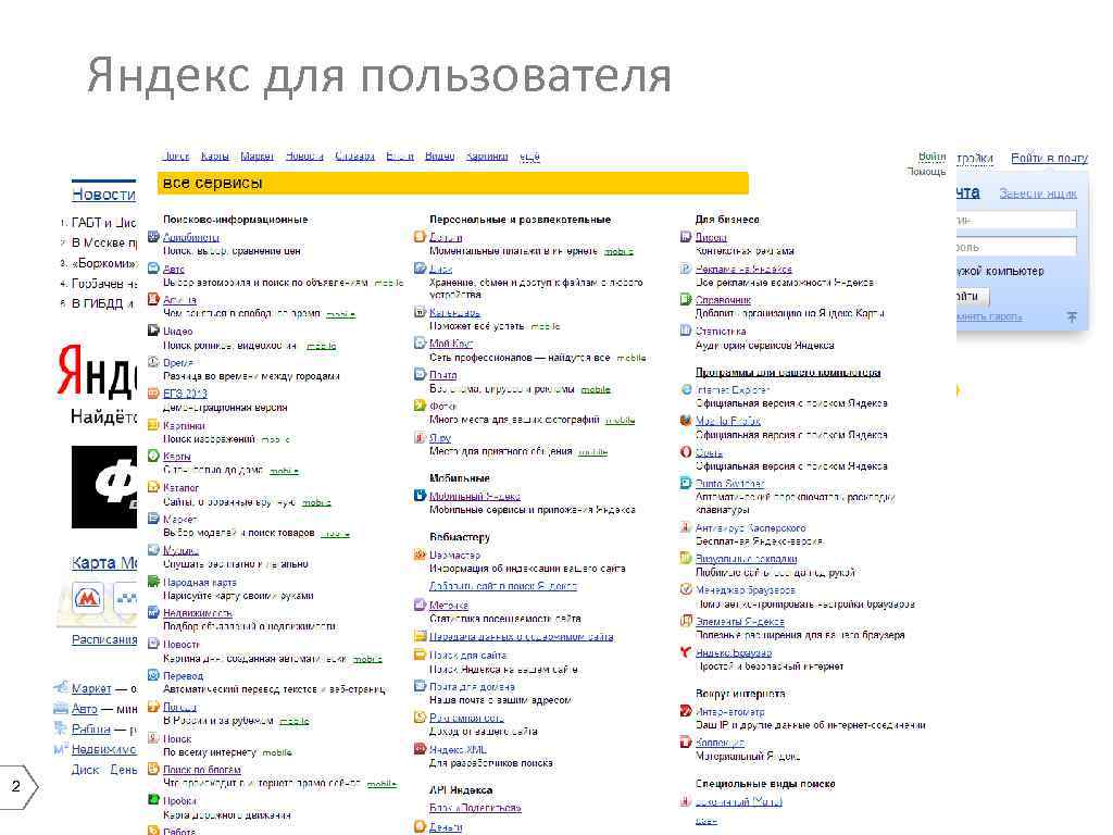 Яндекс для пользователя 2 