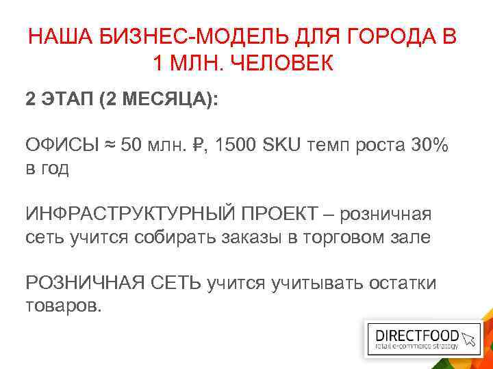 НАША БИЗНЕС-МОДЕЛЬ ДЛЯ ГОРОДА В 1 МЛН. ЧЕЛОВЕК 2 ЭТАП (2 МЕСЯЦА): ОФИСЫ ≈