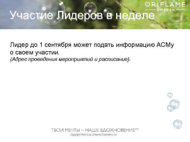 Участие Лидеров в неделе Лидер до 1 сентября может подать информацию АСМу о своем